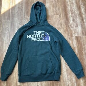 The North Face Hoodie Womens Small Green Logo Graphic Pullover‎ Sweatshirt